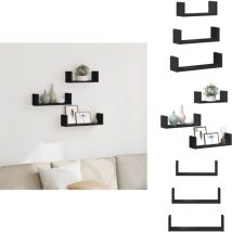 Tagères murales 3 pcs noir bois d'ingénierie - Étagère Murale - Étagères Murales - Étagère Flottante - Étagère Murale Flottante