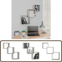 Tagères murales cubiques gris béton 68x15x68cm bois ingénierie - Etagere Murale - Etageres Murales - Etagere Cubique - Étagères Murales
