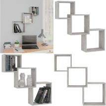 Étagères murales cubiques gris béton 68x15x68cm bois ingénierie - Etagere Murale - Etageres Murales - Etagere Cubique - Étagères Murales