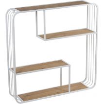 Fijalo - Etagère murale métal blanc/étagères bois Dm 70X15X70 Cm