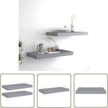 Longziming - The Living Store Étagères murales flottantes 2 pcs gris 50x23x3,8 cm mdf - Étagères Murales - Étagères Flottantes - Décoration Murale