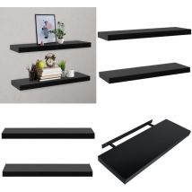 Tagères murales flottantes 2 pcs Noir 80x20x3,8 cm - Etagere Murale - Etageres Murales - Étagère Flottante - Étagères Flottantes - Rangement Mural
