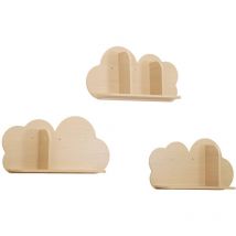 Lot de 3 étagères murales couleur naturelle nuage pour chambre enfant
