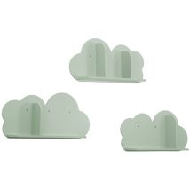 Sweeek - Lot de 3 étagères murales vertes nuage pour chambre enfant