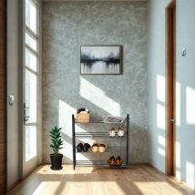 Secury-t - Etagère à chaussures 4 niveaux noire pour 12 paires