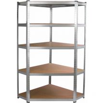 Monster-shop - Etagère d'Angle Rayonnage de Garage Galwix de 90cm x 30cm x 180cm, Unité de Stockage à 5 Tablettes en mdf & Structure en Acier