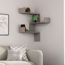 Etagère D'Angle Murale 3 Étagères Gain De Place Tourterelle 60 X 22 X 90h Cm