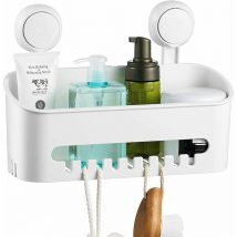 Etagère de Douche Ventouse Serviteur de Douche sans Perçage Ventouse Panier de Douche Amovible pour Salle de Bain Panier Rangement Douche & Cusine