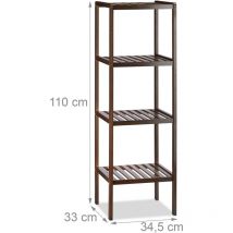Etagère de salle de bain bambou 4 étages brun