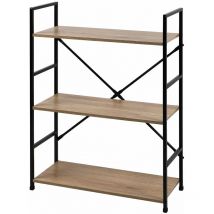 Toilinux - Etagère droite Large 3 niveaux en Métal et mdf