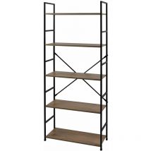Etagère droite large 5 niveaux en Métal et mdf
