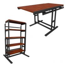 Blumie - Etagère modulable en Bois (H133 x l80 x P68,5 cm) convertible en Table - style industriel - Couleur Chêne naturel