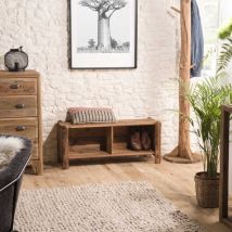 Macabane - andrian - Étagère 2 niches / Rangement chaussures marron bois Pin recyclé