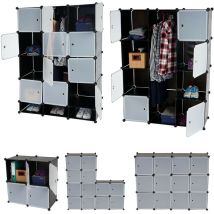 Mendler - Etagère rangement Sydney système emboîtable 8 compartiments à 37x37x47cm - noir