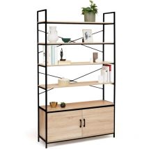 Idmarket - Etagère xl 5 niveaux avec placard detroit design industriel 170 cm