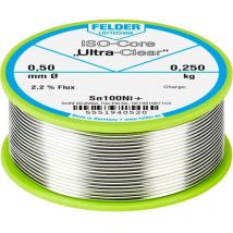 Felder Löttechnik - Felder ISO-Core 'Ultra-Clear' Sn100Ni+ Étain à souder sans plomb bobine Sn99,25Cu0,7Ni0,05 0.250 kg 0.5 mm A581302
