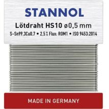 Stannol - HS10 Étain à souder sans plomb sans plomb Sn99,3Cu0,7 ROM1 10 g 0.5 mm Q714092