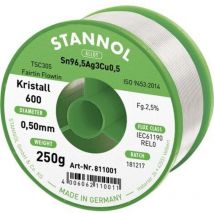 Stannol - Kristall 600 Fairtin Étain à souder sans plomb sans plomb Sn96,5Ag3Cu0,5 REL0 250 g 0.5 mm