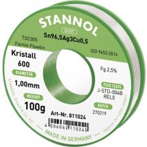 Stannol - Kristall 600 Fairtin Étain à souder sans plomb sans plomb Sn96,5Ag3Cu0,5 REL0 100 g 1 mm Q714442