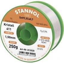 Stannol - Kristall 611 Fairtin Étain à souder sans plomb sans plomb Sn99,3Cu0,7 REM1 250 g 1.5 mm
