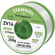 Stannol - ZV16 Étain à souder sans plomb sans plomb Sn96,5Ag3Cu0,5 REL0 250 g 0.7 mm Q714082
