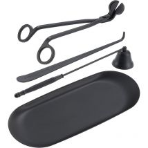Teignoir à Bougie, Kit d'Outils de Couverture de Bougie, Coupe-mèche, Cuillère à Mèche en Acier Inoxydable et Plateau de Rangement
