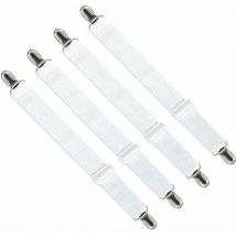Tendeur de drap-housse réglable (65 cm à 150 cm), attache de sangle de maintien réglable pour drap de lit, canapé, housse de repassage (blanc, lot de