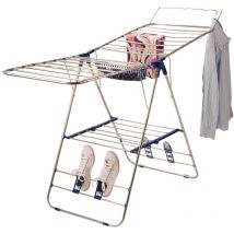 Facilitys - tendoir à Linge Inox Pliable – Utilisation Intérieur/Extérieur avec Porte-Cintres et Sèches-Chaussures Intégrés