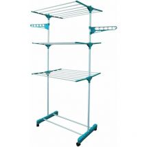 Prodiytools - etendoir a linge vertical xxl interieur exterieur avec des roues 3 niveaux