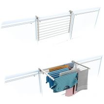 Foxydry - tendoir de balcon rabattable, séchoir à linge pour rambarde extérieur résistant Duo, pour terrasses, balcons et rampes - Blanc 82 cm