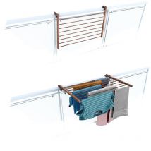 Foxydry - tendoir de balcon rabattable, séchoir à linge pour rambarde extérieur résistant Duo, pour terrasses, balcons et rampes - Corten 82 cm