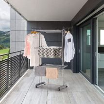 Skecten - Etendoir à Linge Pliant Grand Capacité Séchoir Monduable 3 Niveaux Étendage à Linge avec Ailes Argent Gris