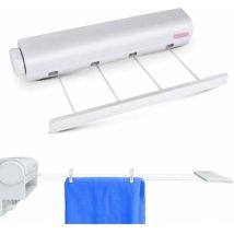 Etendoir Mural Extensible, Sechoir Linge Mural Avec 4 Fils De 3,2 Mètres, Etendoir A Linge Pour Intérieur Et Extérieur,