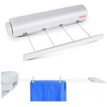 Etendoir Mural Extensible, sechoir Linge Mural avec 4 Fils de 3,2 mètres, etendoir a Linge pour intérieur et extérieur,Fontainebleau