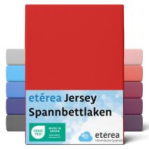 Comfort Jersey Spannbettlaken Rot 100x200 cm - 120x200 cm - Rot - Etérea