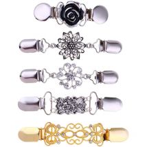 Feiyue - Etereauty Clips Clip Pull Robe Broche Chemise Écharpe Cardigan Fleur Col Châle Robes Cinch Fermoir Vintage Anneau Strass