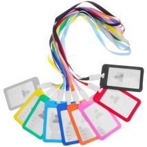 Etereauty Lot de 9 porte-badges colorés et transparents avec cordon de cou détachable (saphir + orange + bleu clair + jaune + rouge + vert + gris +
