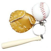 Etereauty Porte-clés de baseball Mini Bat Boy Favor Softball Topper Gâteau Bracelets Gant Fête Anneau en bois Porte-clés Sports Porte-clés Anneaux