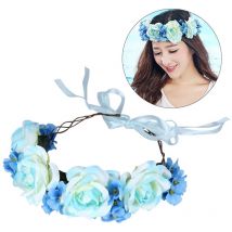 Etereauty Serre-tête en fleurs artificielles avec simulation de rose Accessoire de coiffure pour cocktail, mariage, fiançailles, célébration (bleu)