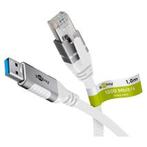 Ethernet-Kabel USB-A 3.0 auf RJ45, 1 m, verbindet Router, Modem oder Netzwerk-Switch mit dem USB-A-Port von Laptop, Tablet oder Smartphone.