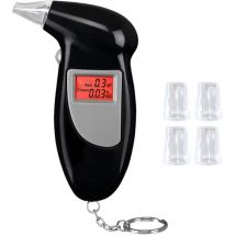 Ersandy - Ethylotest Electronique, Esteur d'alcool Professionnel, Alcootest Electronique avec 5 Embouts Buccaux et lcd D'Affichage, Capteur à