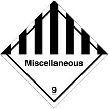 Etichetta in pvc di Classe 9 Materie e oggetti pericolosi diversi 'Miscellaneous' Misura - 100mm x 100mm, Numero Pezzi - 10 pezzi