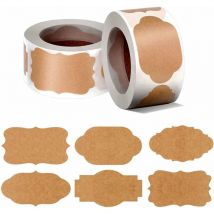 Etiquetas autoadhesivas de papel Kraft, 600 piezas de etiquetas autoadhesivas, pegatinas para oficina y cocina, utilizadas para archivos, botellas,