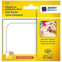 Etiketten im Block 94x70mm Permanent 50x Stück - Weiß