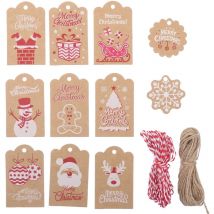 Tiquette cadeau en papier 120 pièces Étiquettes suspendues imprimées de Noël Étiquettes en papier kraft Cartes Étiquettes cadeaux Étiquettes