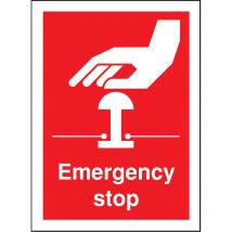 Rs Pro - Etiquette de sécurité, avec pictogramme : Arrêt d'urgence 'Emergency Stop ( Prix pour Paquet de 5 )