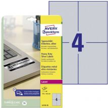Avery Zweckform - Avery-Zweckform L6134-20 Etiquette plaques signalétiques 105 x 148 mm film de polyester argent 80 pc(s) fixation perman - argent
