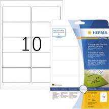 Herma - 8018 Etiquette plastique 96 x 50.8 mm film, brillant transparent 250 pc(s) fixation permanente imprimante laser,
