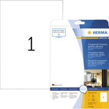 Herma 8020 Etiquette plastique 210 x 297 mm film, brillant transparent 25 pc(s) fixation permanente imprimante laser, p