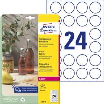 Avery Zweckform - Etiquette plastique Avery-Zweckform L7780-25 ø 40 mm film de polyester transparent 600 pc(s) fixation permanente